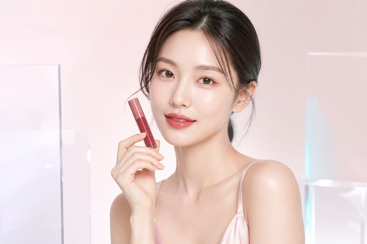 Douyin beauty model wearing a glossy lip tint - Douyin Shop