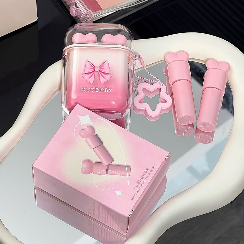 Jojo Diary Sweetheart Holiday Lip Glaze Set (2 in 1 matte + glossy) - Douyin Shop product image 9