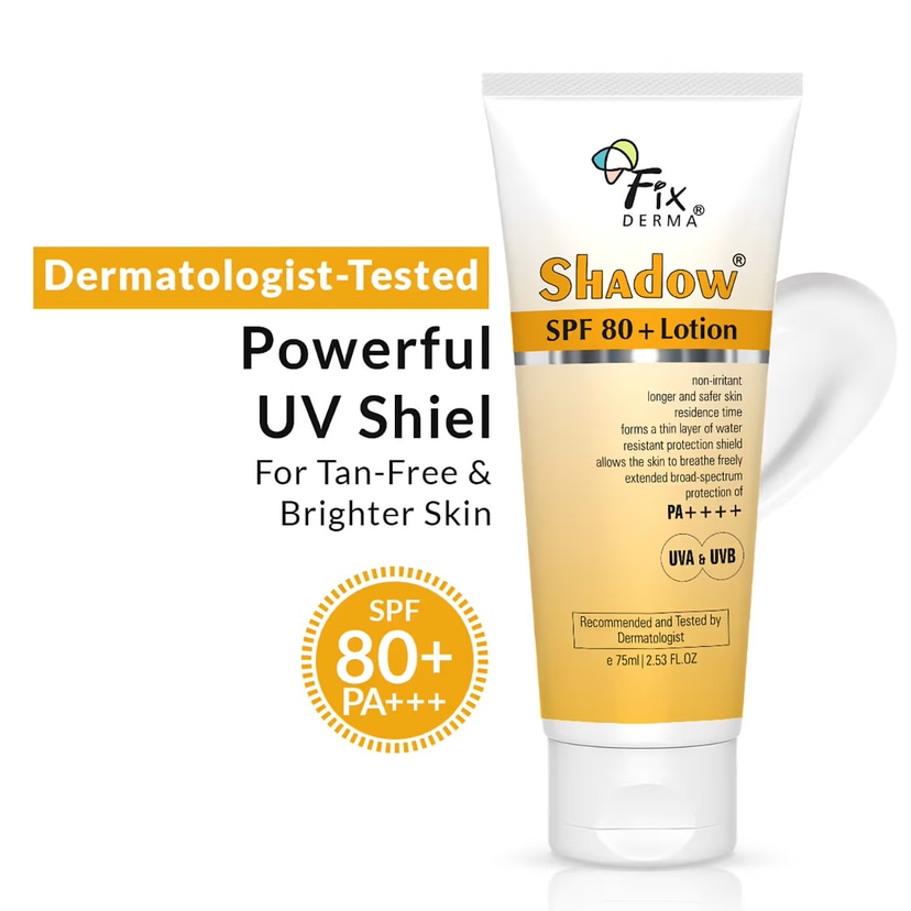 Fixderma Shadow Sunscreen SPF 80+ PA++++ Lotion 75ml - Douyin Shop product image 1
