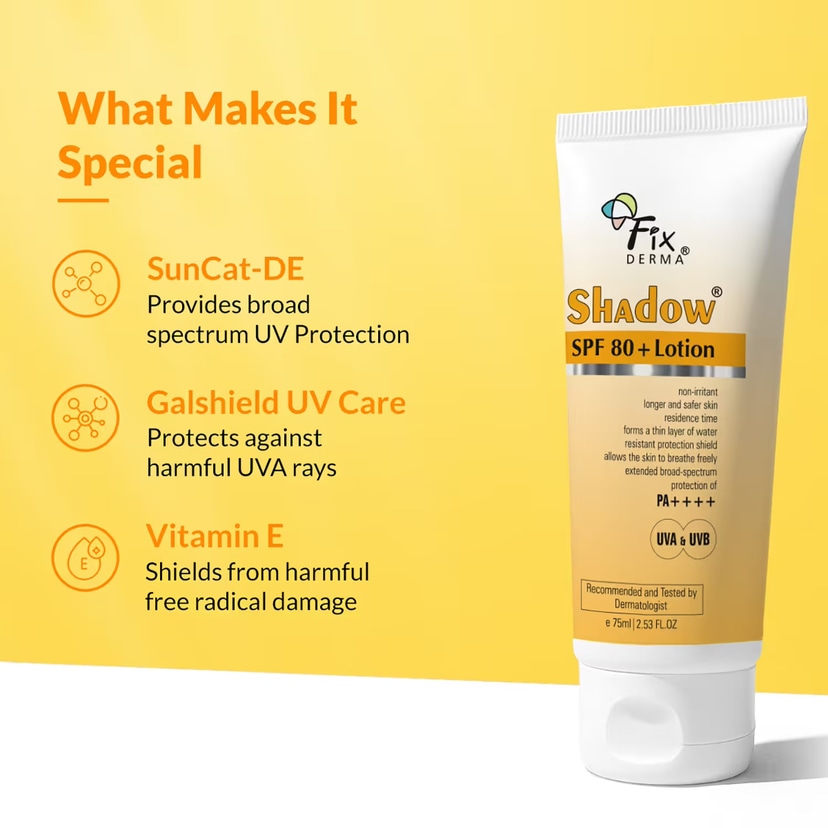 Fixderma Shadow Sunscreen SPF 80+ PA++++ Lotion 75ml - Douyin Shop product image 4