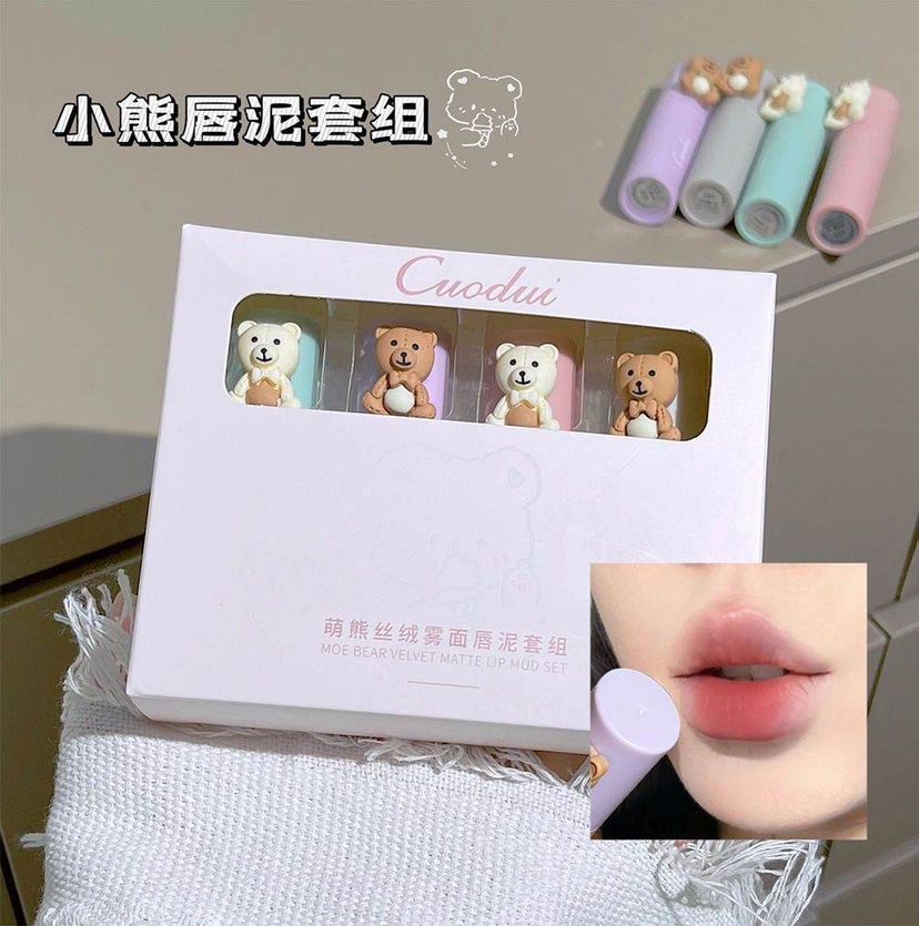 Cuodui Moe Bear Velvet Matte Lip Glaze Set (4 pieces) - Douyin Shop product image 2