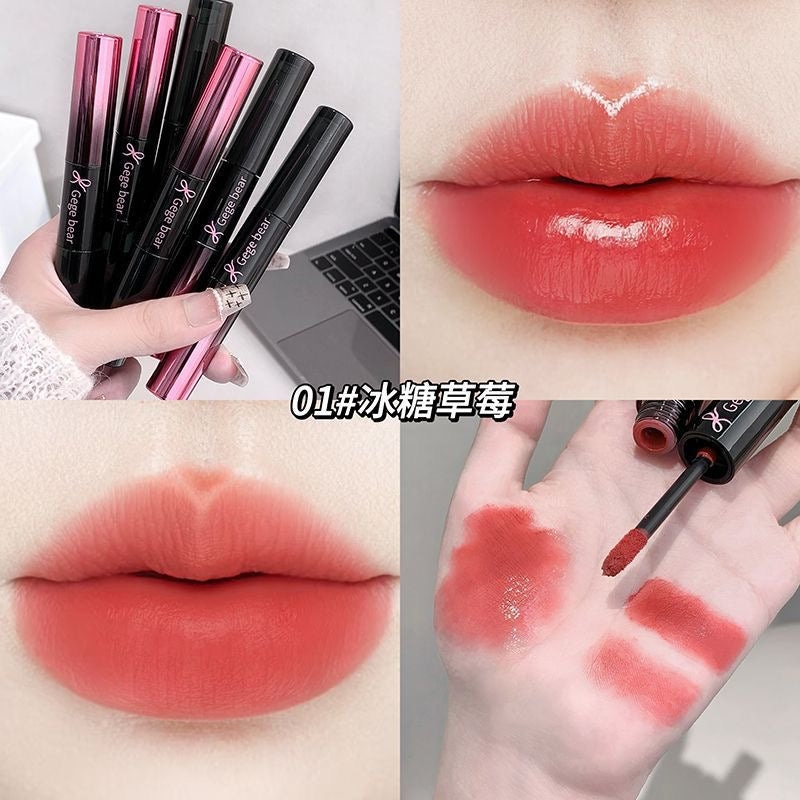 Gege Bear Dual Headed Velvet + Glossy Lip Combo - Douyin Shop product image 3