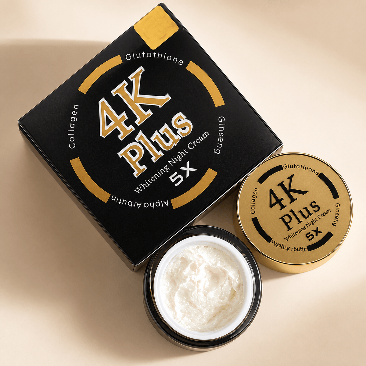 4k Plus 5x Whitening Night Cream Black 20g - Douyin Shop
