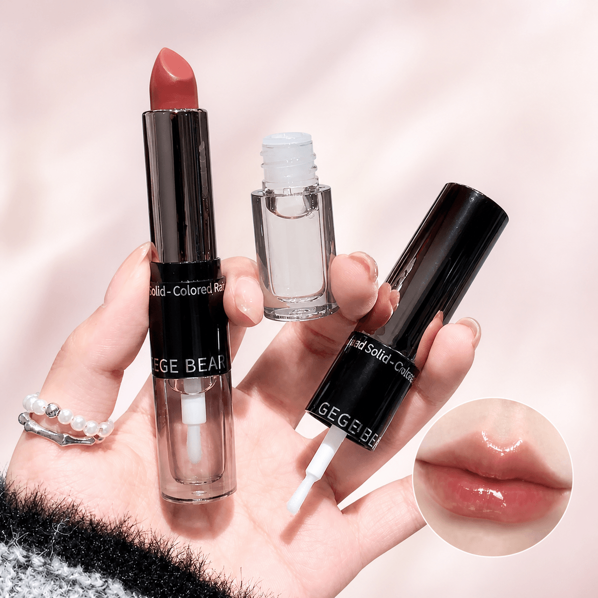 Gege Bear Double-ended Velvet Lipstick with Lip Oil - Douyin Shop