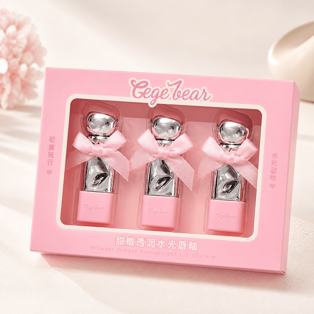 Gege Bear Pink Bow - Douyin Shop