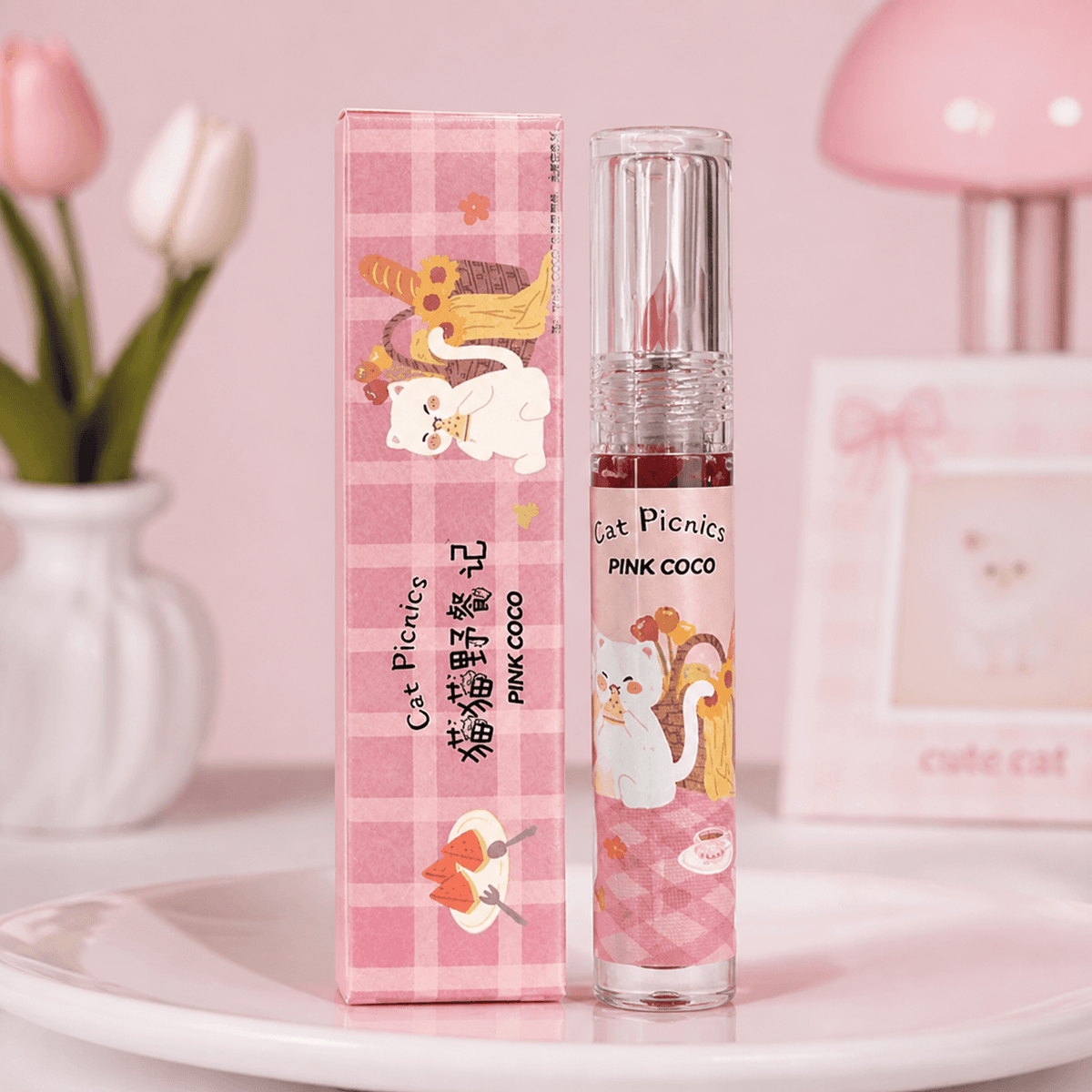 Pink Coco Cat Picnics Velvet Lip Gloss - Douyin Shop