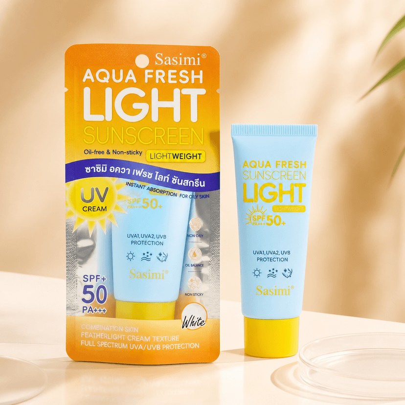 Sasimi Aqua Fresh Lightweight Sunscreen SPF 50+ PA+++ UVA1, UVA2, UVB Protection 60ml - Douyin Shop product image 1