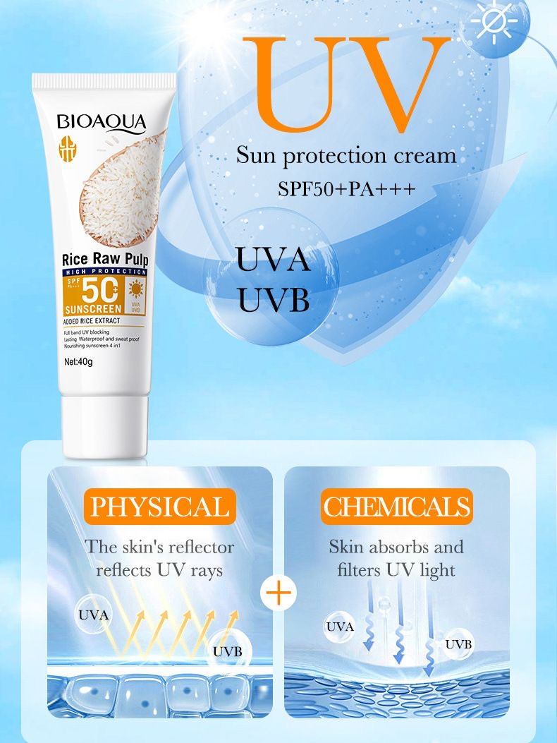 Bioaqua Rice Raw Pulp Sunscreen Spf 50 PA+++ - Douyin Shop