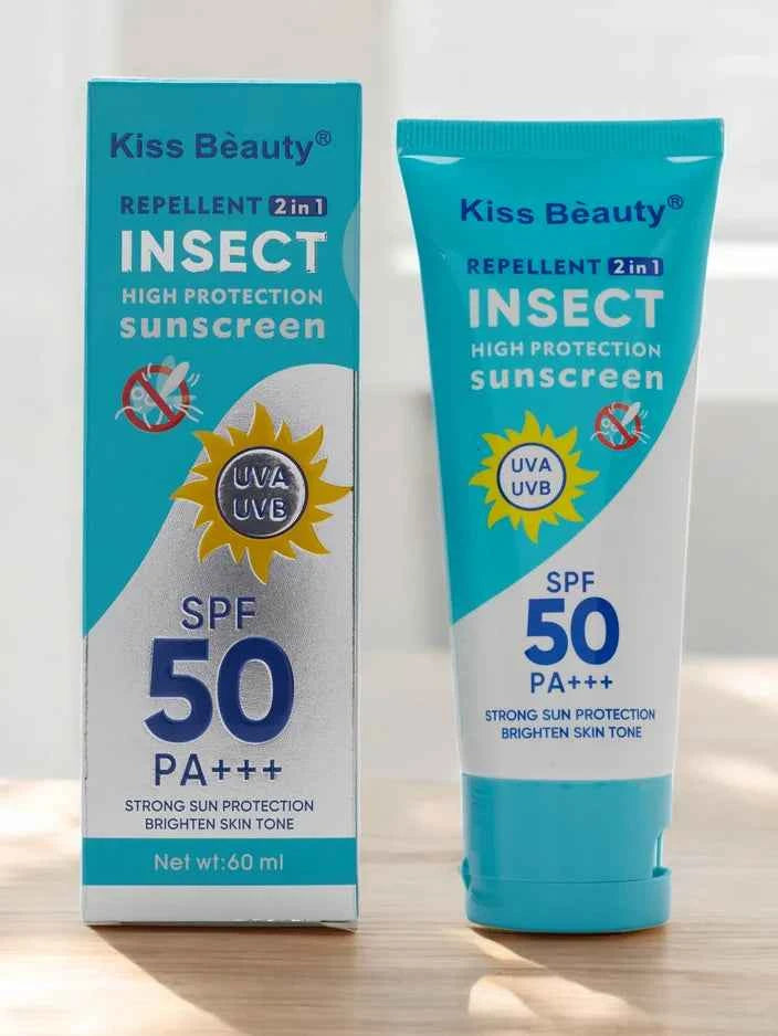 Kiss Beauty Insect Repellent 2 in 1 High Protection Sunscreen SPF 50 PA+++ UVA UVB (tone up) 60ml - Douyin Shop