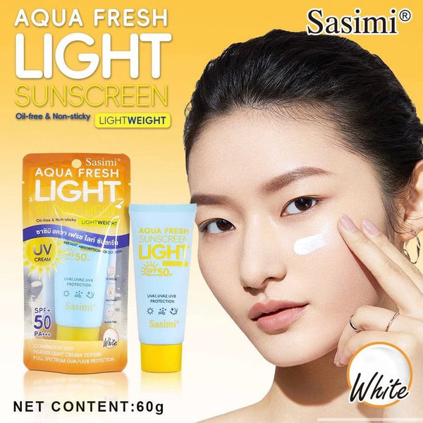 Sasimi Aqua Fresh Lightweight Sunscreen SPF 50+ PA+++ UVA1, UVA2, UVB Protection 60ml - Douyin Shop