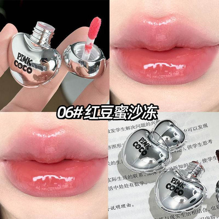 Pink Coco Heart Mirror Lip Gloss - Douyin Shop