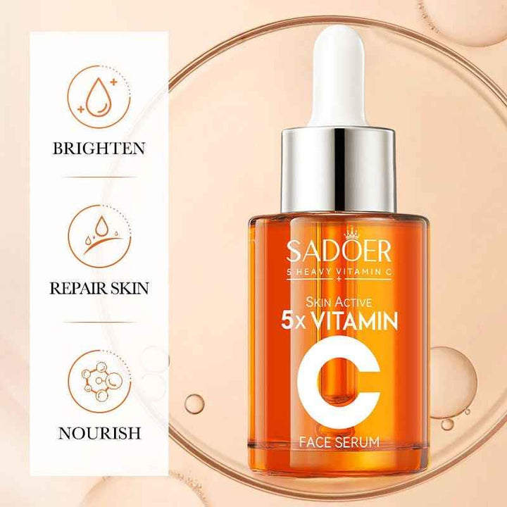 Sadoer Skin Active 5x Vitamin C Face Serum Whitening Brightening 30ml - Douyin Shop