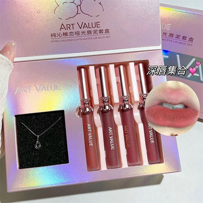 Art Value Lipgloss Set with Necklace - Douyin Shop