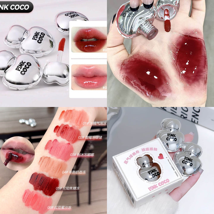 Pink Coco Heart Mirror Lip Gloss - Douyin Shop