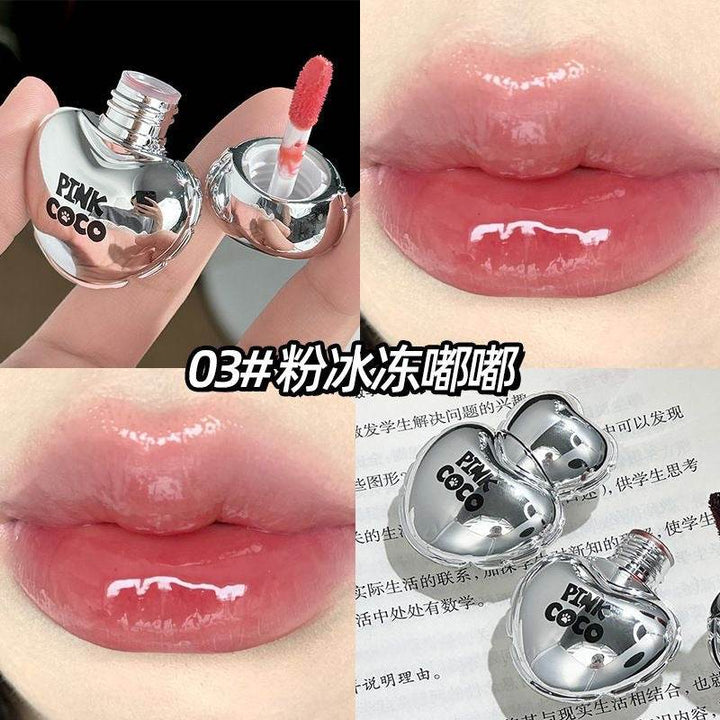 Pink Coco Heart Mirror Lip Gloss - Douyin Shop