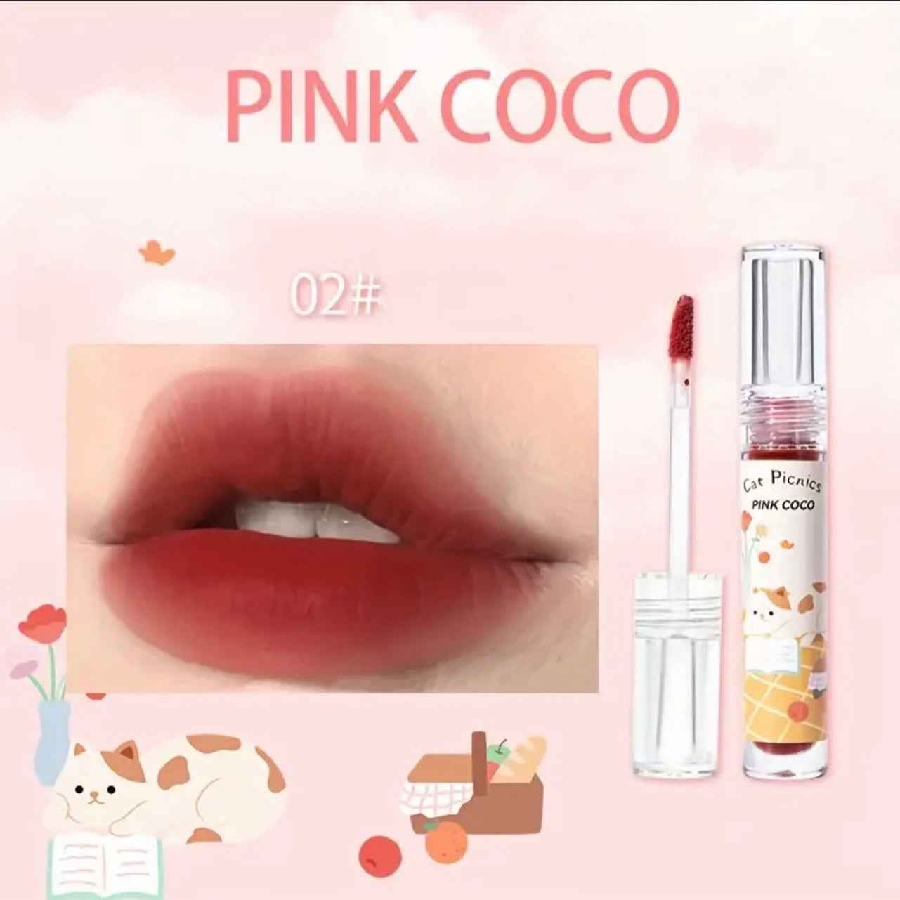 Pink Coco Cat Picnics Velvet Lip Gloss
