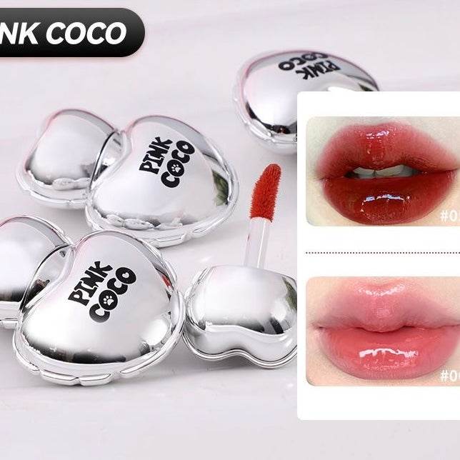 Pink Coco Heart Mirror Lip Gloss - Douyin Shop