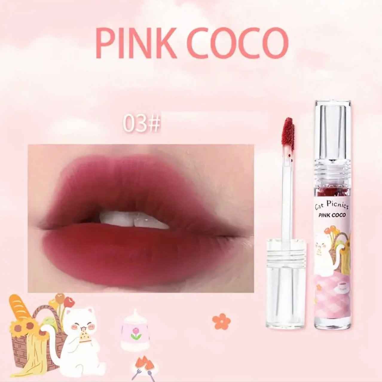 Pink Coco Cat Picnics Velvet Lip Gloss