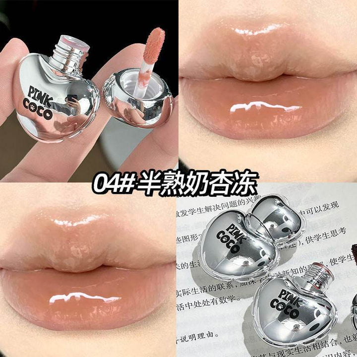 Pink Coco Heart Mirror Lip Gloss - Douyin Shop