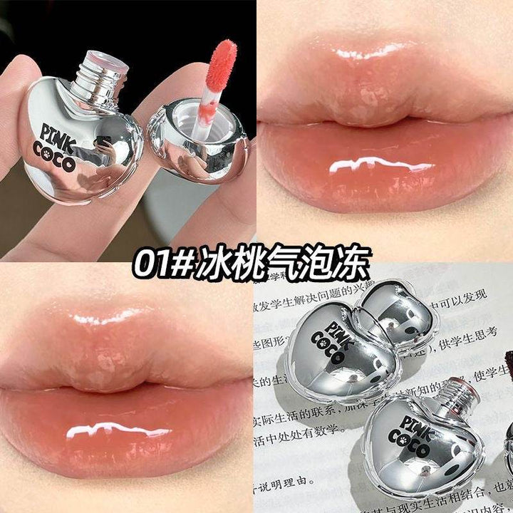 Pink Coco Heart Mirror Lip Gloss - Douyin Shop