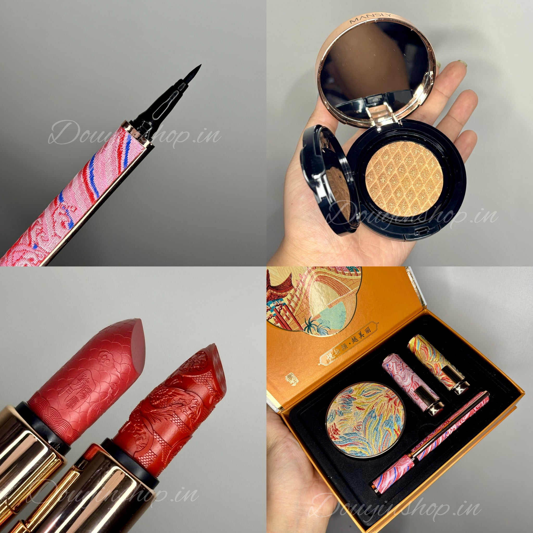 Mansly Gift Box (Includes Cushion Foundation, Two Lipsticks and Eyeliner)