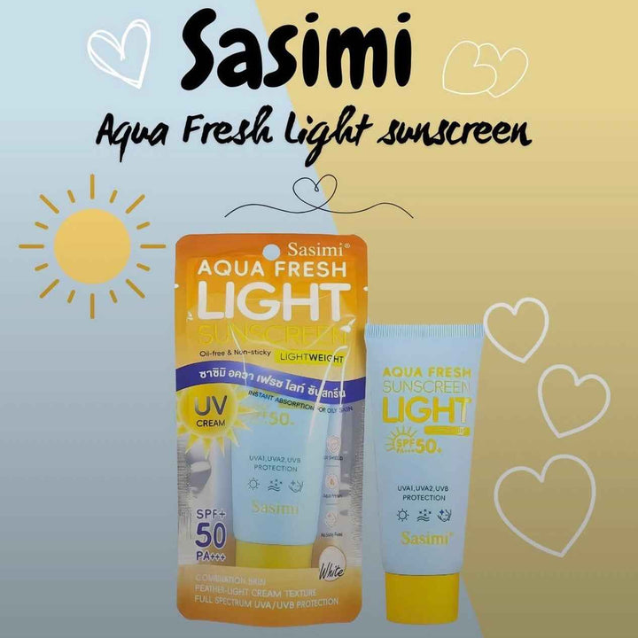 Sasimi Aqua Fresh Lightweight Sunscreen SPF 50+ PA+++ UVA1, UVA2, UVB Protection 60ml - Douyin Shop