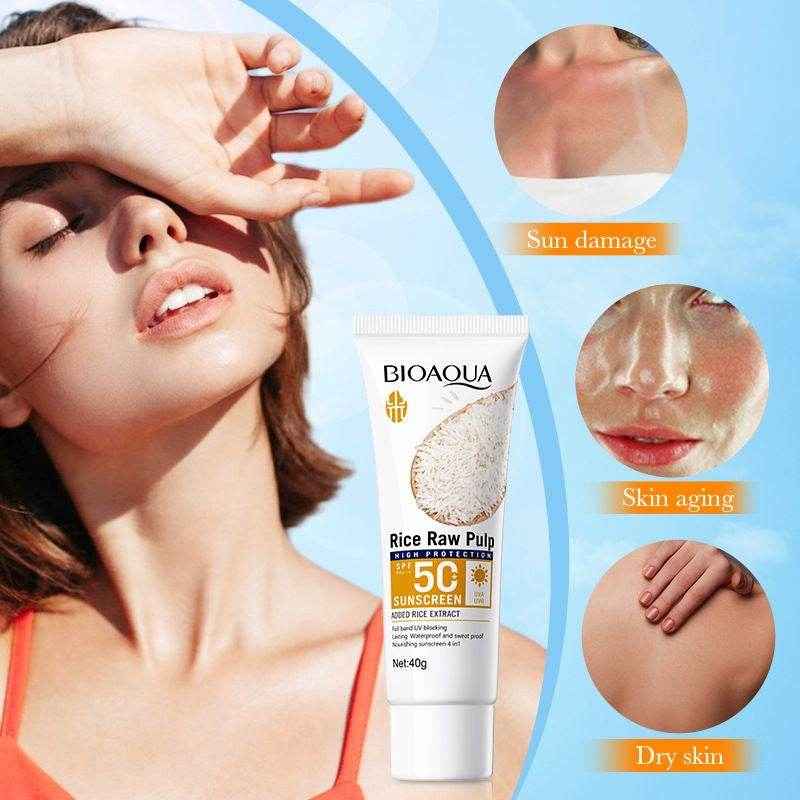 Bioaqua Rice Raw Pulp Sunscreen Spf 50 PA+++ 40g - Douyin Shop