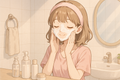 anime girl doing skincare